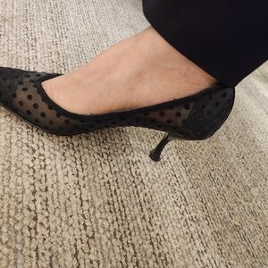 Zara Black Stiletto Heels with Sheer Design